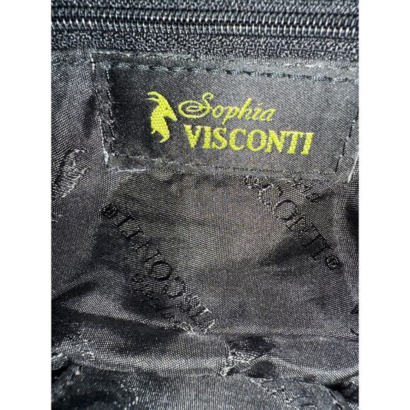 Vintage Sophia Visconti Leather Multi Pocket Wristlet Black Zippers - Picture 9 of 12